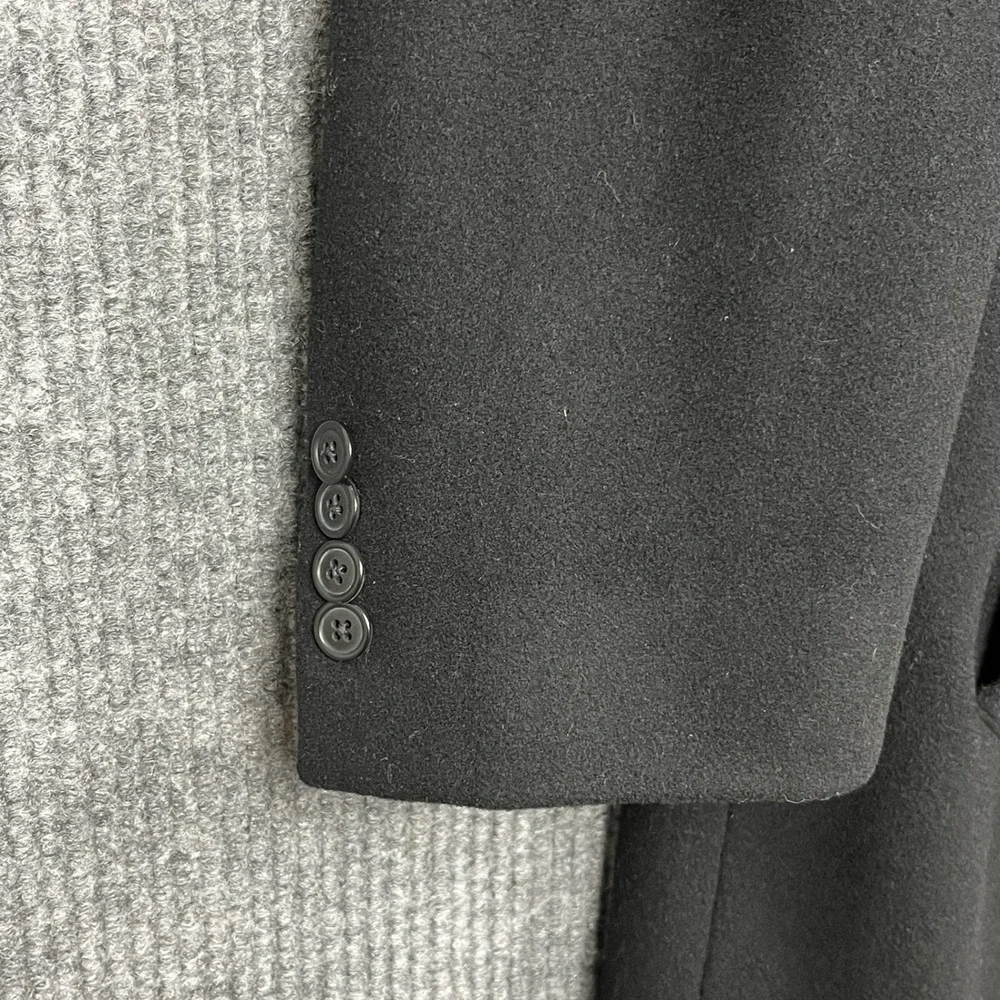 Lauren Ralph Lauren Coat Mens 42R Black Cashmere Blend Wool Topcoat Italy Ivy
